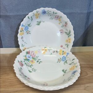 Arcopal Feston Hortense Bowl: 18cm Opal Glass Floral Dish set of 4